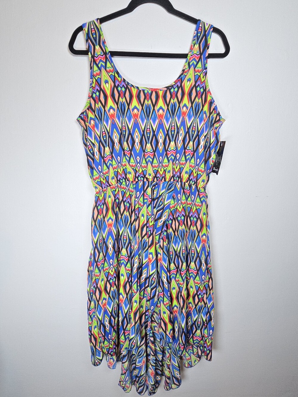 NWT Rock47 by Wrangler Women's Stretch Abstract Sleeveless Dress Multi-Color Med